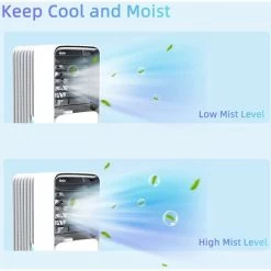 Tragbare Klimaanlage, 4-in-1-Luftkühler, 700 Ml, Leise Mobile Klimaanlage, 120 ° Schwingen, 3 Geschwindigkeiten, Lüfter, Luftreiniger, Zuhause, Büro, Weiß, Groß -Elektrischer Ventilator Verkäufe 98256049 4