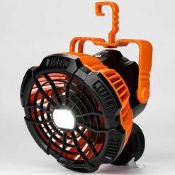 Leiser 1200-mAh-Lüfter, Um 180° Drehbarer Tragbarer Tischventilator Mit LED-Licht, Wiederaufladbarer USB-Campingventilator, Fernbedienung, Haken, Geeignet Für Reisen/Picknick/