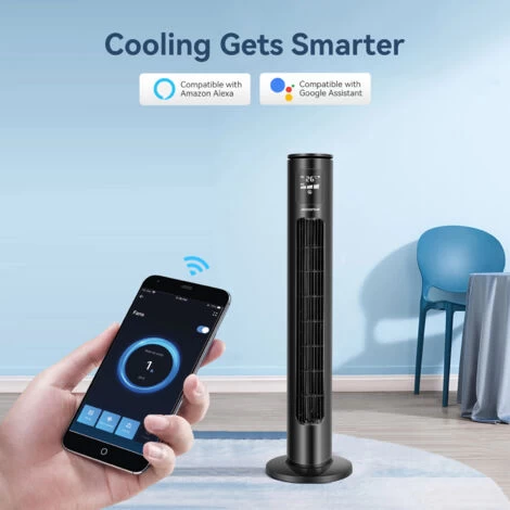 Aigostar Ross Smart Turmventilator Mit Fernbedienung, WiFi App-Steuerung Kompatibel Zu Alexa Sprachsteuerung, 24H Timer, 70° Oszillation, 3 Geschwindigkeiten Und Modi, Ventilator Leise Schlafzimmer 4 Aigostar Ross Smart Turmventilator Mit Fernbedienung, WiFi App-Steuerung Kompatibel Zu Alexa Sprachsteuerung, 24H Timer, 70° Oszillation, 3 Geschwindigkeiten Und Modi, Ventilator Leise Schlafzimmer – Bild 2