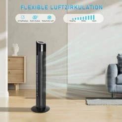 ZMH Turmventilator Leise Ventilator Schwarz: Schlafzimmer 90° Oszillierender Mit Fernbedienung Standventilatoren 98.5CM Mit 3 Geschwindigkeiten Säulenventilator 12H Timer Fan LED Display -Elektrischer Ventilator Verkäufe 99624599 3